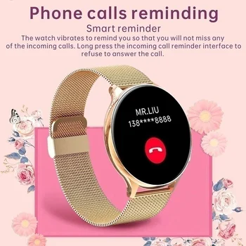 2022, Новые модные женские смарт-часы, Полноэкранный сенсорный Водонепроницаемый браслет, пульсометр, женские часы для Android IOS Изображение 2