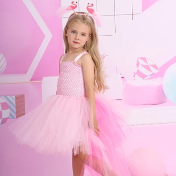 Детская Юбка-пачка с Фламинго, Сетчатое платье-пончо для макияжа, Праздничные Карнавальные Комплекты для девочек на Хэллоуин в Европе и США