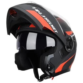 Мотоциклетный шлем HNJ, полнолицевой шлем для мотокросса, Съемные индивидуальные рожки, шлемы Four Seasons со светодиодными задними фонарями на шлеме Изображение 2