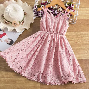 Платье для девочек в подвешенном платье принцессы С красивой спинкой Детское платье с вышивкой Кружевное платье Изображение 2