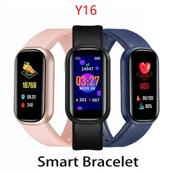 Смарт-часы Y16 Smart Wristband IP65 Водонепроницаемый Смарт-браслет 0,96 дюйма для отслеживания фитнеса Смарт-часы для повседневной носки PK T500 X7