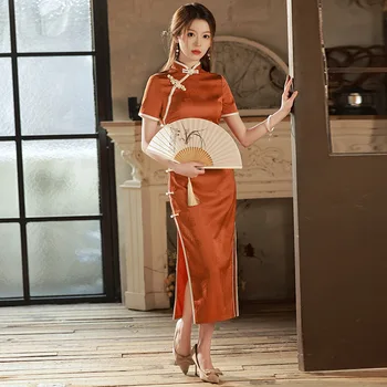 Молодая Девушка Чонсам 2023 Весна Новый Китайский Стиль Молодая Простая Элегантная повседневная одежда В национальном стиле Удобное Популярное платье Изображение 2