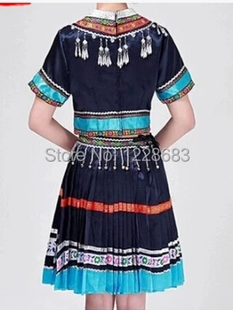 Новая женская одежда для мяо-хмонгов, древнее традиционное китайское платье для танцев, одежда для хмонг-мяо больших размеров Изображение 2