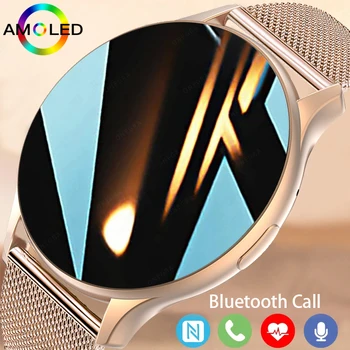 2023 Новые Смарт-часы Bluetooth Call NFC, женские водонепроницаемые спортивные Фитнес-трекеры, Многофункциональные умные часы AMOLED для Huawei Xiaom