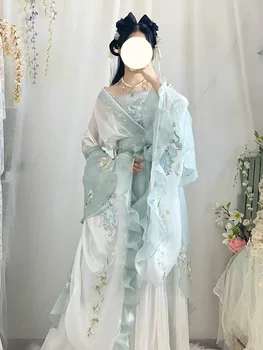 Оригинальное китайское традиционное женское платье принцессы с цветочным рисунком Hanfu, Винтажный костюм Феи для косплея, вышитый карнавальный наряд Изображение 2