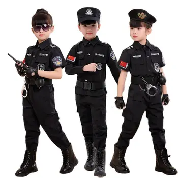 Детские Костюмы полицейского для Косплея, детская Рождественская вечеринка, Карнавальная полицейская форма, Хэллоуин, одежда армейских полицейских для мальчиков, подарочный набор Изображение 2