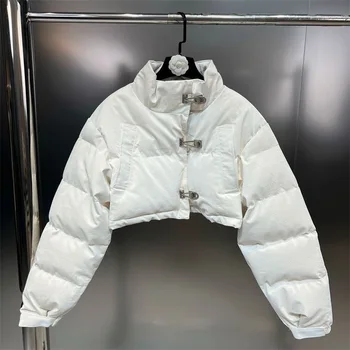 Для девочек кожаная куртка 2023 зима Новый корейской версии PU кожаная куртка хлопка металлическая пряжка стенд воротник racecoat  Изображение 2