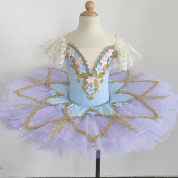 Фиолетовая Профессиональная Балетная пачка с блестками для девочек, Взрослый Детский Танцевальный костюм Балерины 