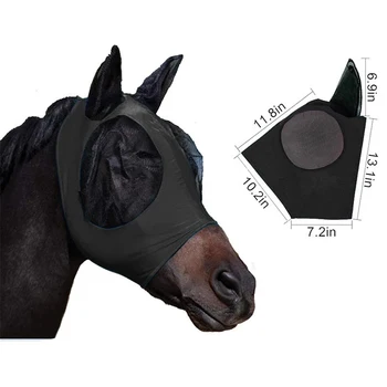Новые разноцветные маски для лошадей Против мух, Дышащая эластичная трикотажная сетка, Маска от комаров, Снаряжение для верховой езды