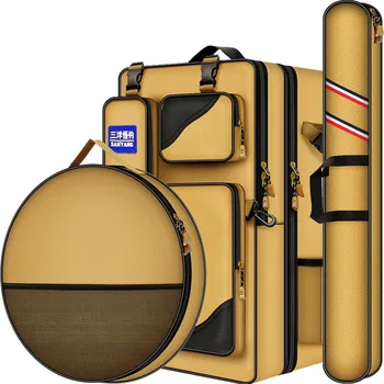 Рыболовная сумка большой емкости, Рыболовный стул, Рюкзак для хранения удочек, аксессуаров для снастей, Водонепроницаемый рюкзак на плечо для улицы 70/80 см