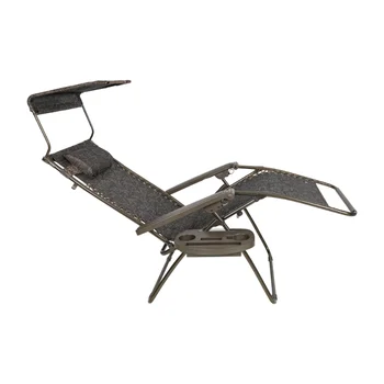 широкое 26-дюймовое кресло с нулевой гравитацией, регулируемым козырьком от солнца, подносом для напитков и регулируемой подушкой, Переносное кресло грузоподъемностью 300 фунтов Изображение 2