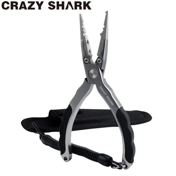 Crazy Shark 7in Алюминиевые Рыболовные Плоскогубцы с разрезным кольцом, Резак для Обжима Карпа, Свинцовый Держатель для рыбы, Снасти для снятия крючков, Товары для Рыбалки