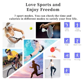 Цветной экран, водонепроницаемый фитнес-трекер, Bluetooth, спортивные смарт-часы, браслет Изображение 2
