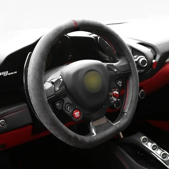 Алькантара, противоскользящая черная Замша, Автомобильная универсальная крышка рулевого колеса для AUDI A1, автомобильные аксессуары Изображение 2