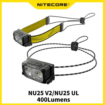 NITECORE NU25 400 люмен, Максимальный бросок 64 метра, Перезаряжаемая фара USB-C, 3 источника света, Водонепроницаемая легкая фара